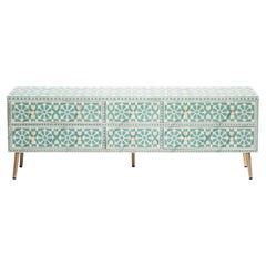 Low-Profile Bone Inlay Media Console with Cord Escapes by House of Jaipur