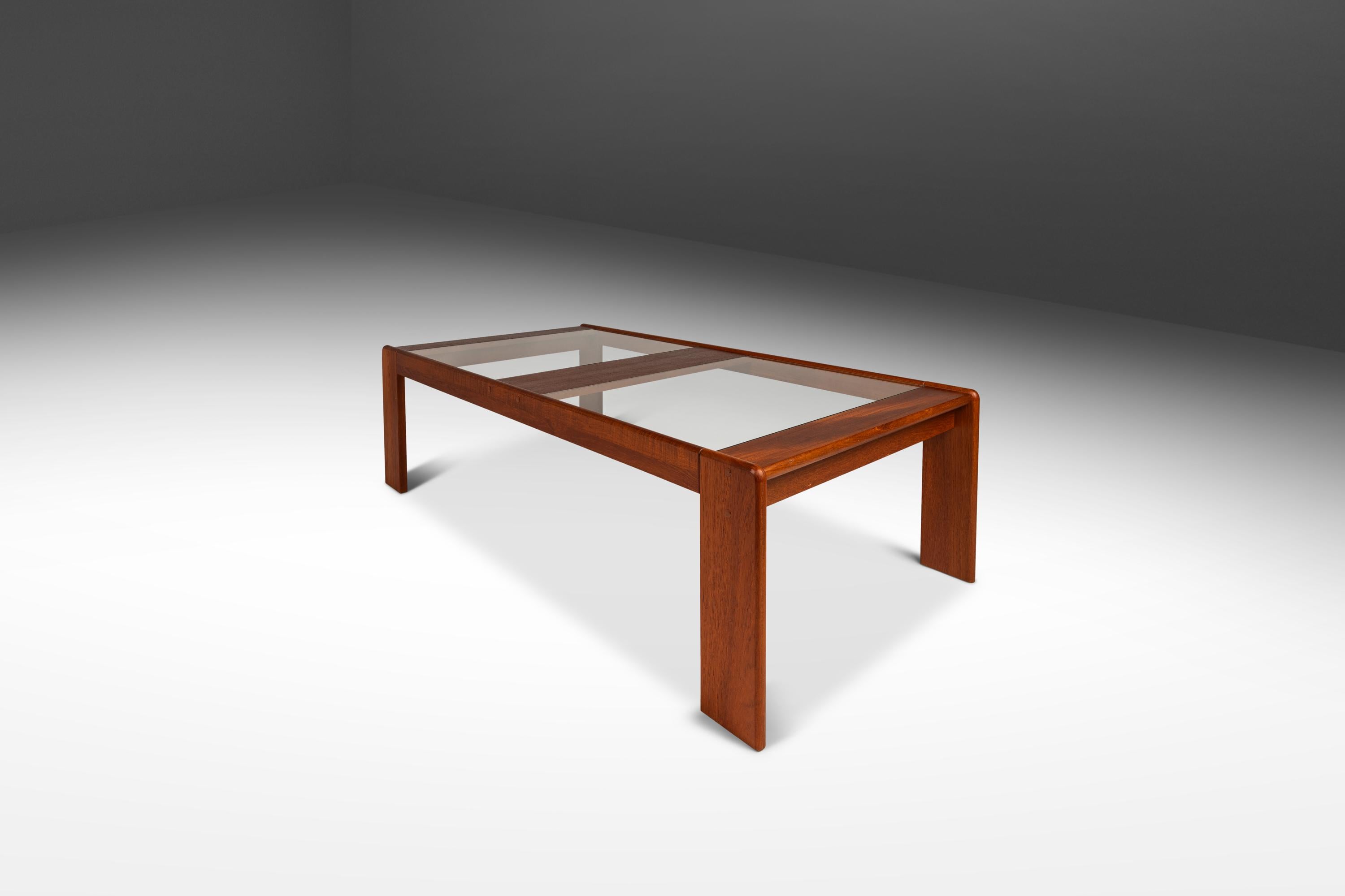 Danish Low Profile Coffee Table in Teak w/ Glass Top by Skrillinge Mobelfabrik, 1970s For Sale