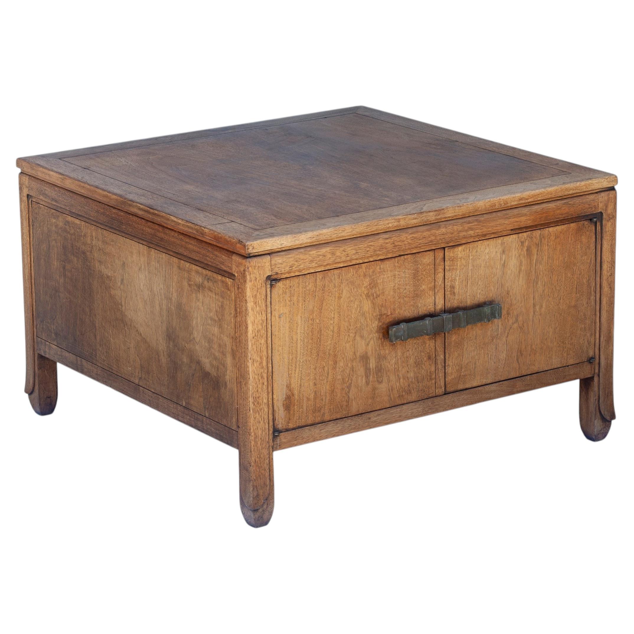 Low Profile Heritage Midcentury Fruitwood Cabinet /Side Table with Two Doors