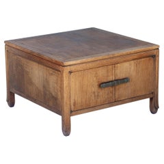 Low Profile Heritage Midcentury Fruitwood Cabinet /Side Table with Two Doors