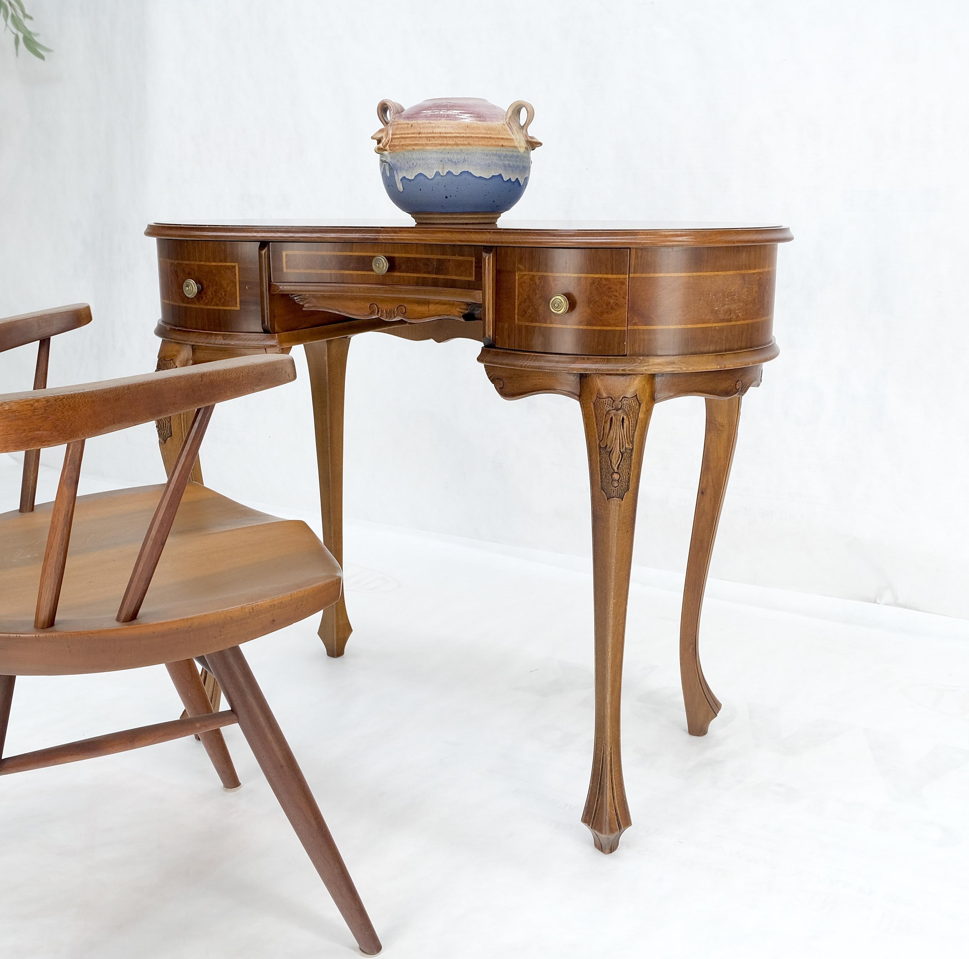 Broussin Bureau compact à profil bas en forme de rein en bois de ronce Bureau d'écriture Vanity MINT Italy en vente