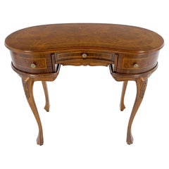 Vintage Low Profile Kidney Shape Burl Wood Compact Desk Writing Table Vanity MINT Italy