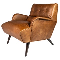 Low Profile Lounge Chair in Leather Attributed to Carlo de Carli, Italy, 1960's