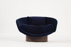 Low Profile Lounge Chair in Navy Alpaca Velvet by Adrian Pearsall, C. 1950s