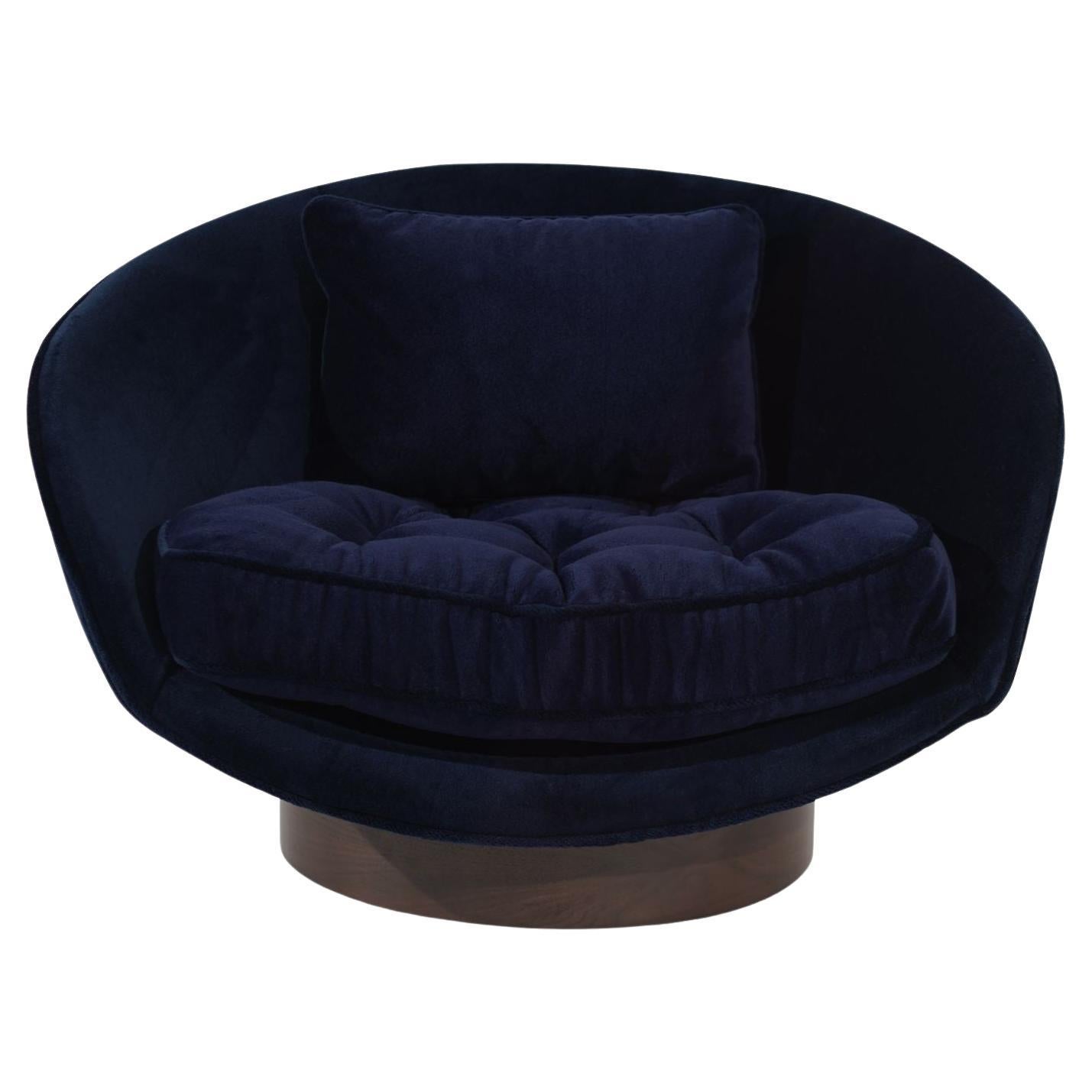 Low Profile Lounge Chair in Navy Alpaca Velvet by Adrian Pearsall, C. 1950s