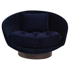 Low Profile Lounge Chair in Navy Alpaca Velvet by Adrian Pearsall, C. 1950s