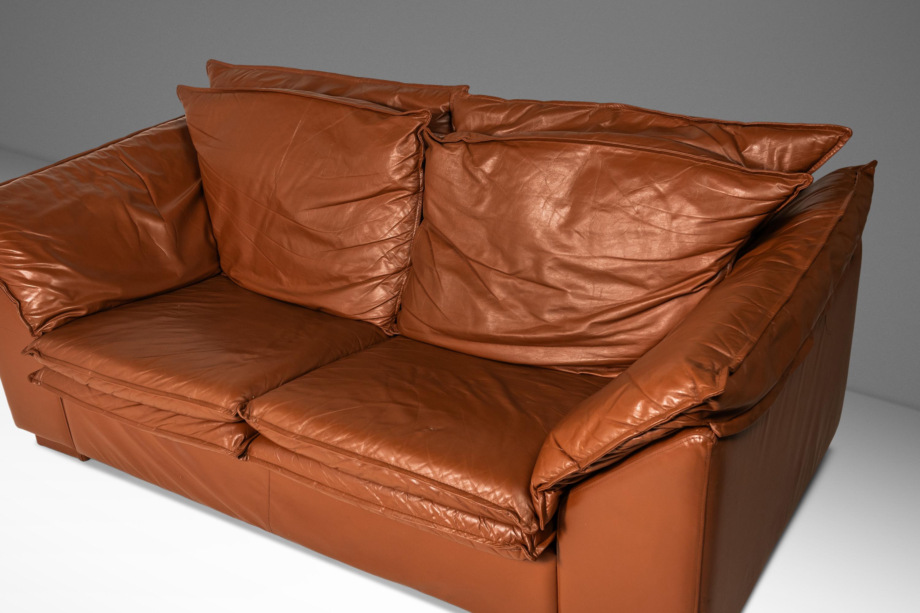 Low Profile Loveseat Sofa in Leather in the Manner of Niels Eilersen, c. 1980's For Sale 10