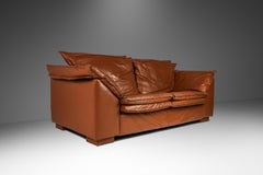 Low Profile Loveseat Sofa in Leather in the Manner of Niels Eilersen, c. 1980's