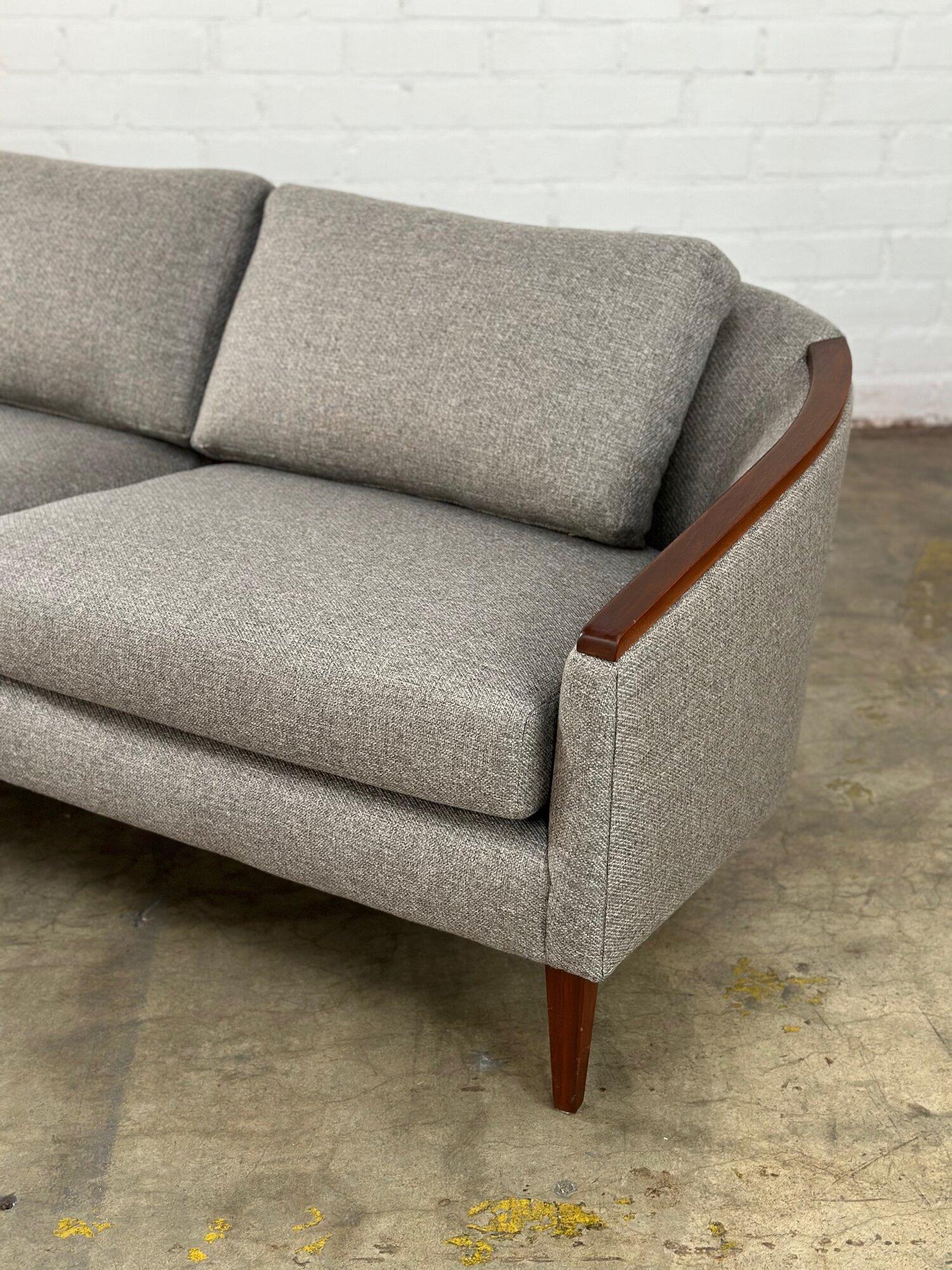 Fabric Low Profile Midcentury Sofa in Grey