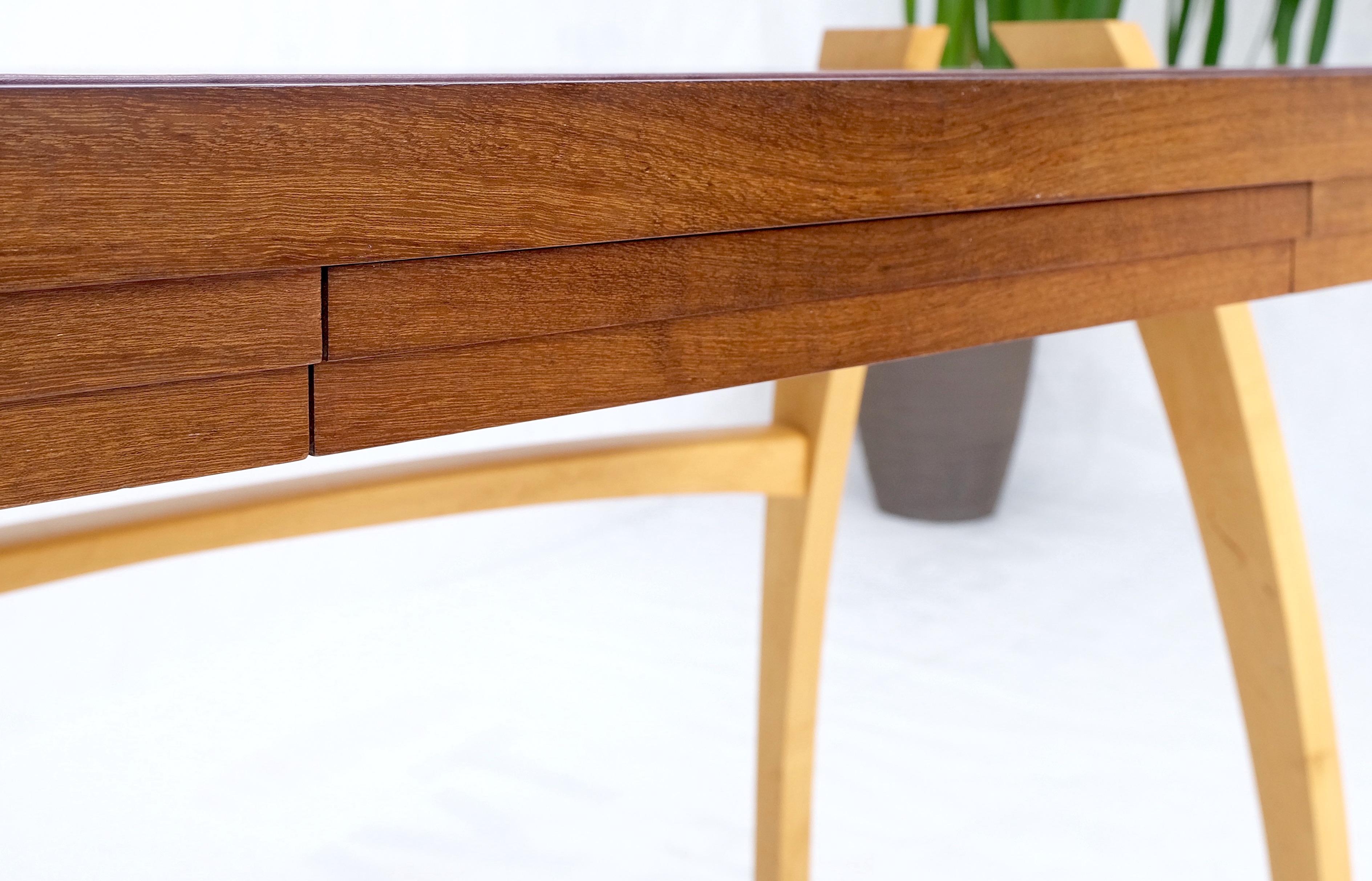 Low Profile One Drawer Mid-Century Modern Burgundy Leather Top Blonde Desk Mint! For Sale 11