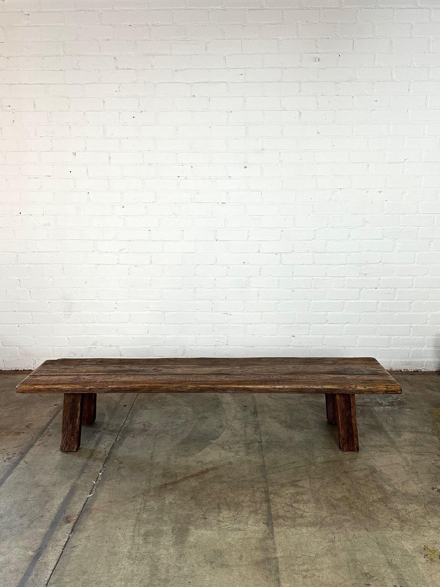 Low profile primitive bench or coffee table For Sale 4