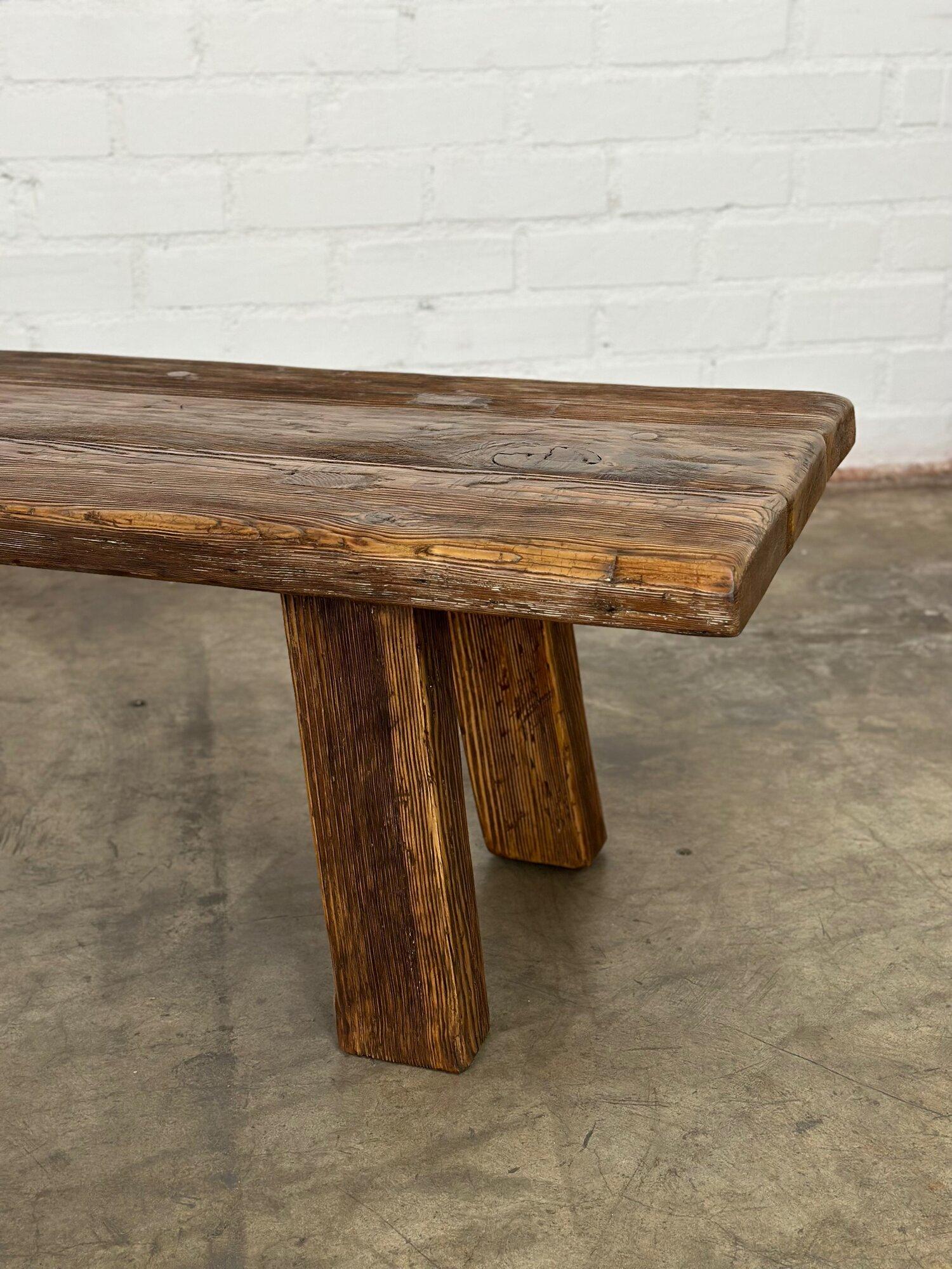 Low profile primitive bench or coffee table For Sale 2