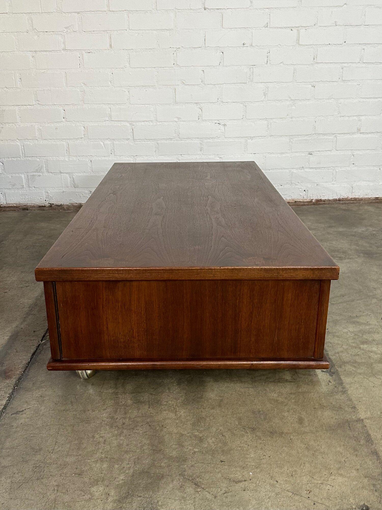Mid-20th Century Low Profile Rectangular Solid Wood Coffee Table For Sale
