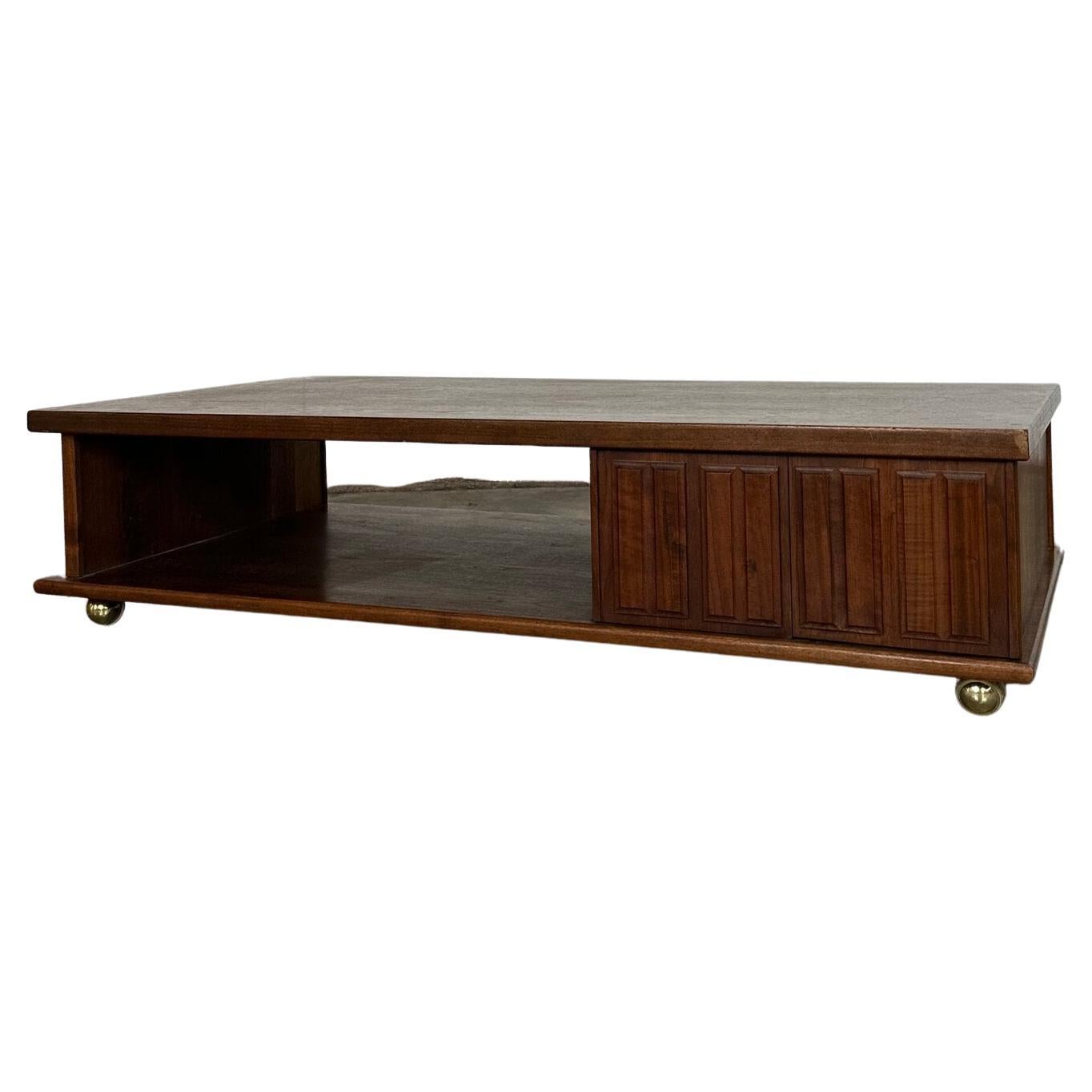 Low Profile Rectangular Solid Wood Coffee Table For Sale