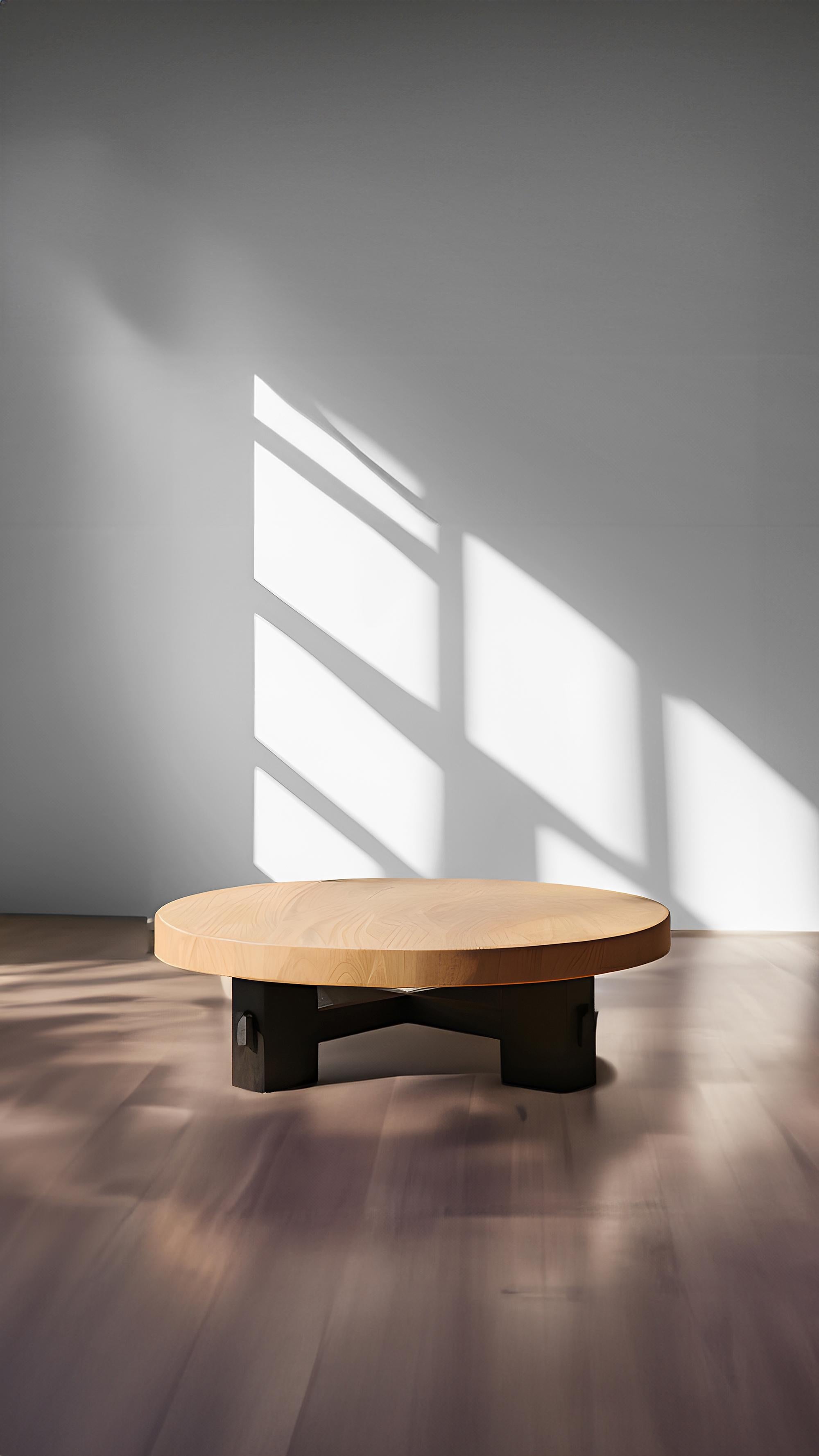 Mid-Century Modern Low-profile Round Oak Table - Serene Fundamenta 36 by NONO For Sale