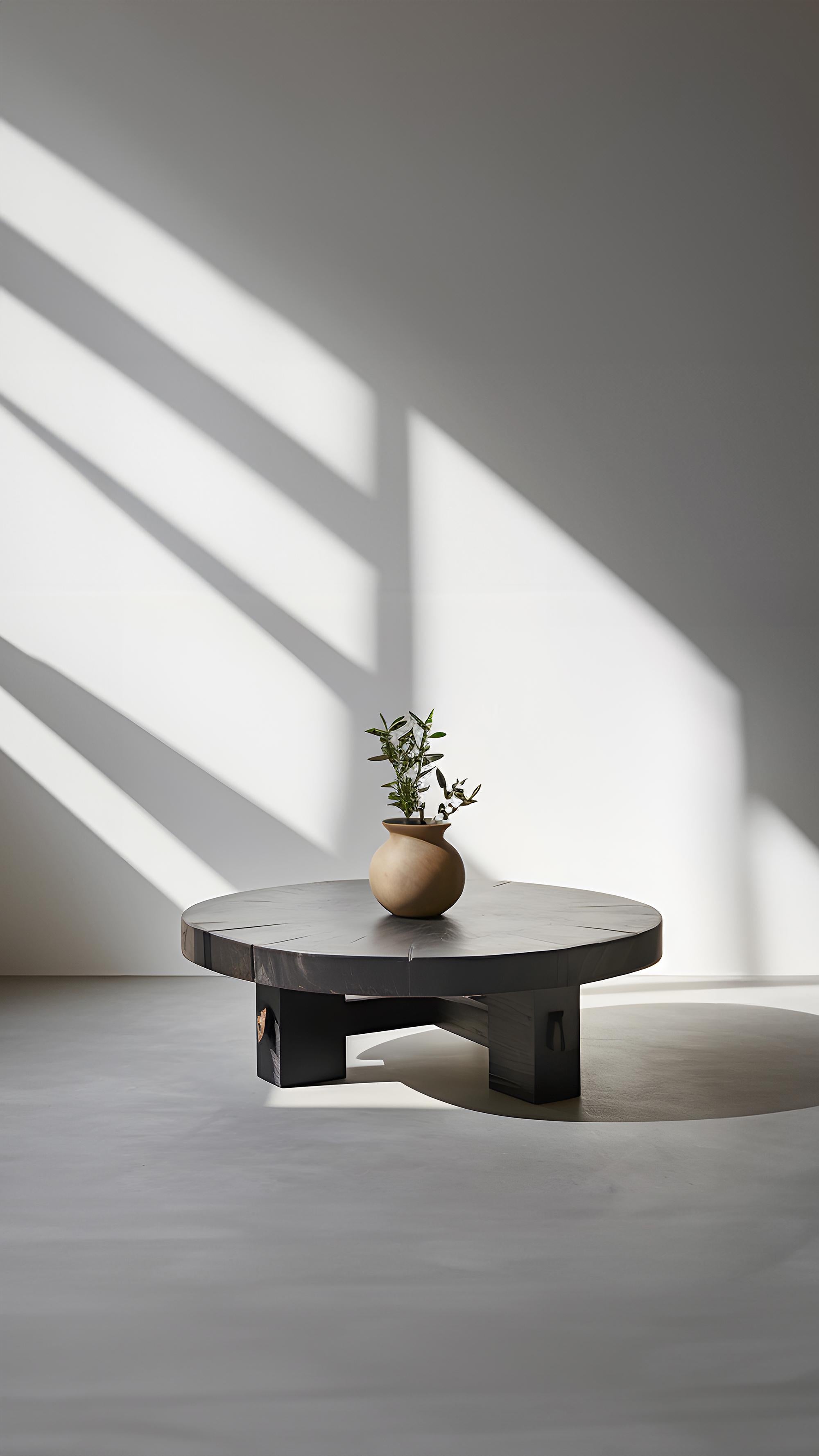 Mexican Low-profile Round Oak Table - Serene Fundamenta 36 by NONO For Sale