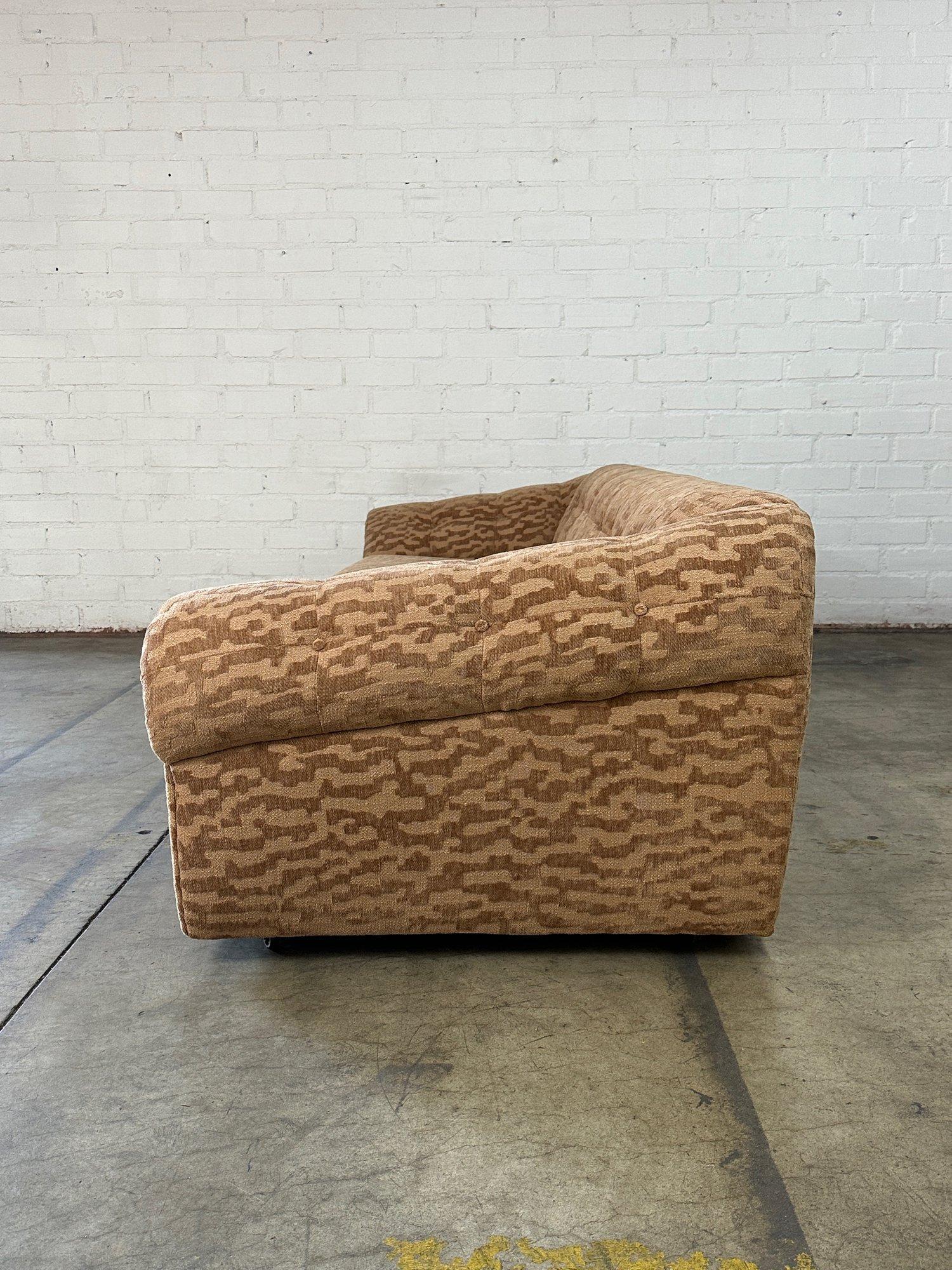 Late 20th Century Low Profile Sofa in Patterned Chenille For Sale