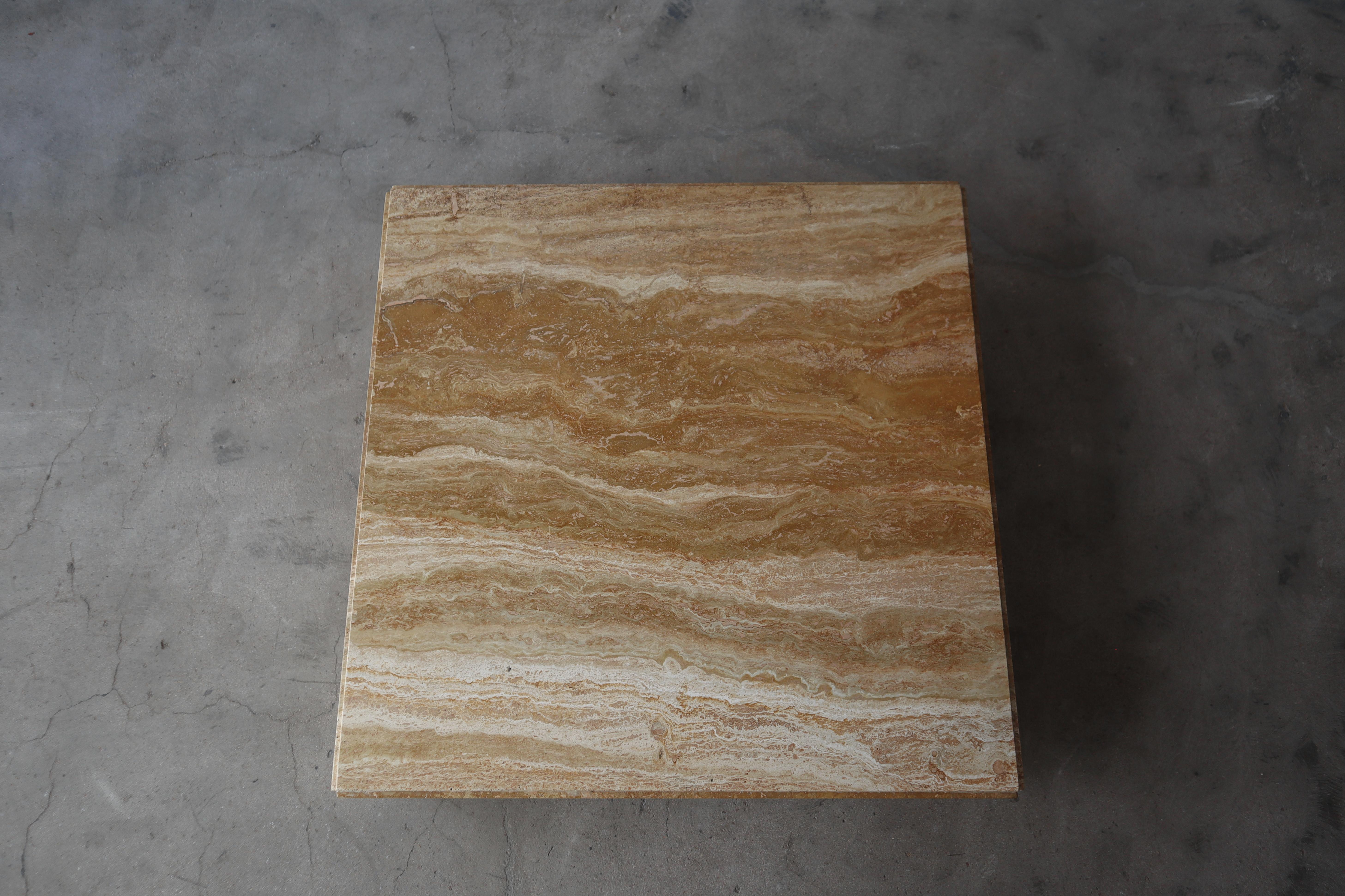 Low Profile Square Italian Marble Coffee Table In Good Condition In Las Vegas, NV