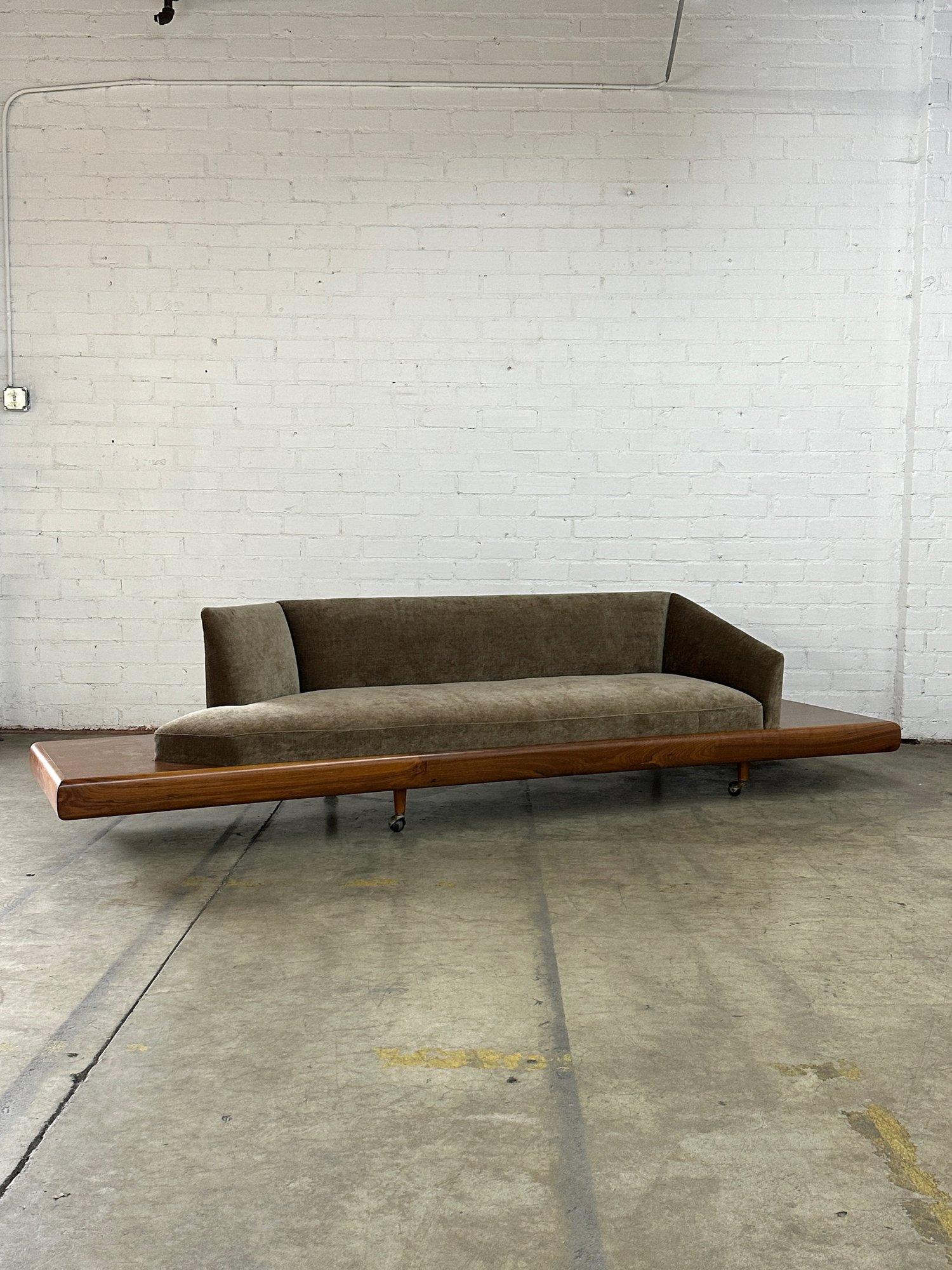 Mid-Century Modern Low Profile Walnut Encased Sofa For Sale