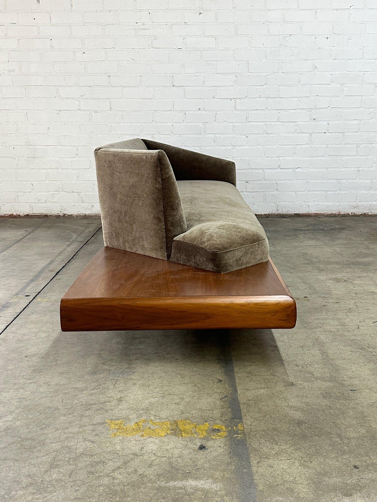 Low Profile Walnut Encased Sofa In Good Condition For Sale In Los Angeles, CA