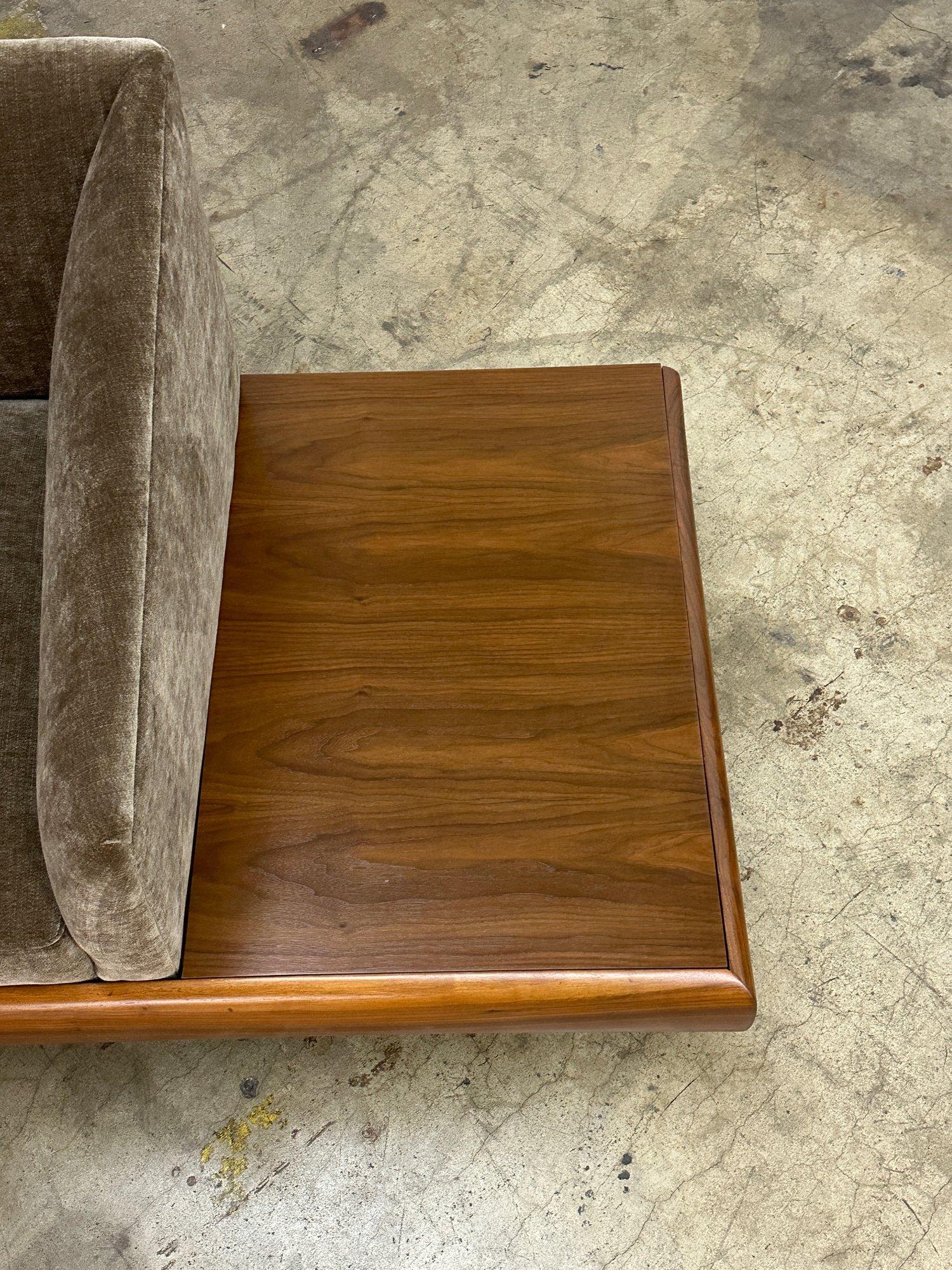 Mid-20th Century Low Profile Walnut Encased Sofa