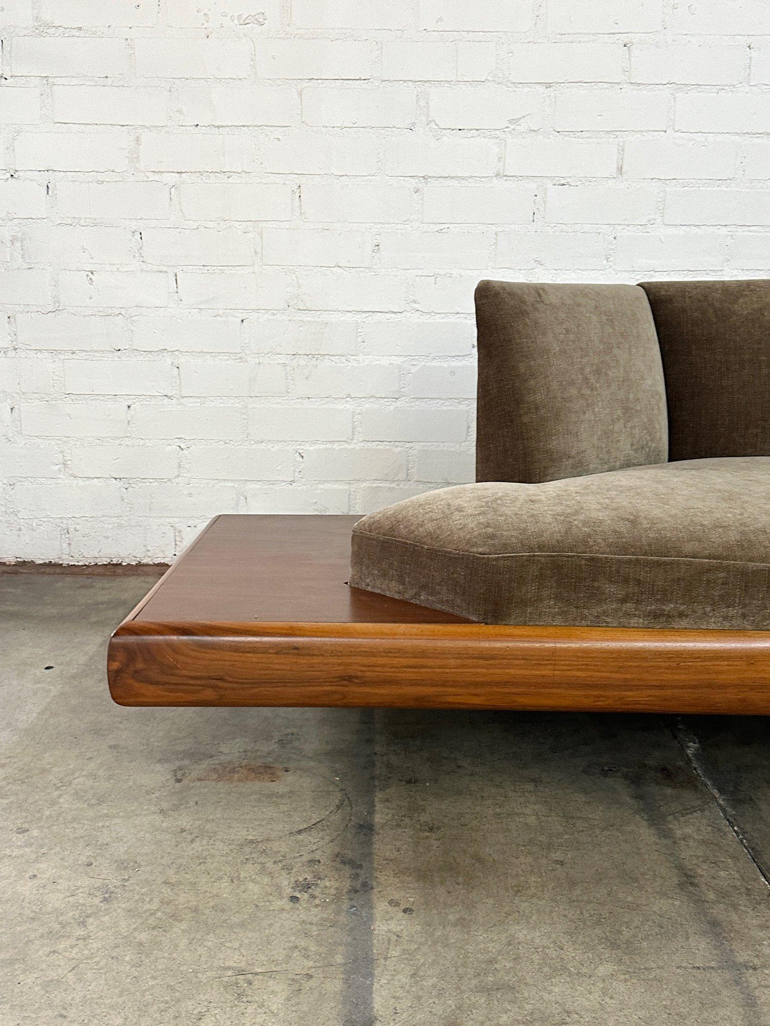 Low Profile Walnut Encased Sofa For Sale 1