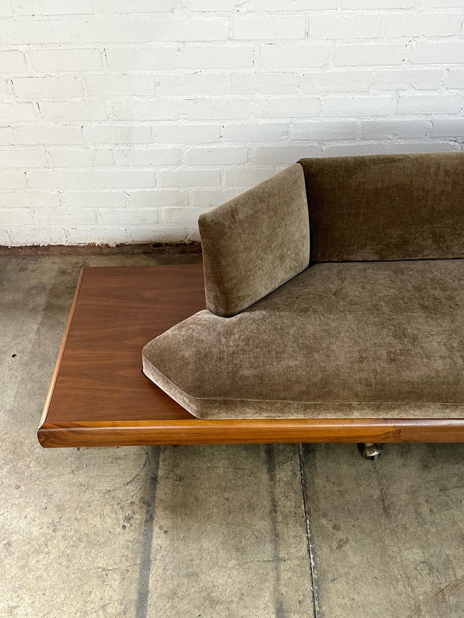 Low Profile Walnut Encased Sofa For Sale 2
