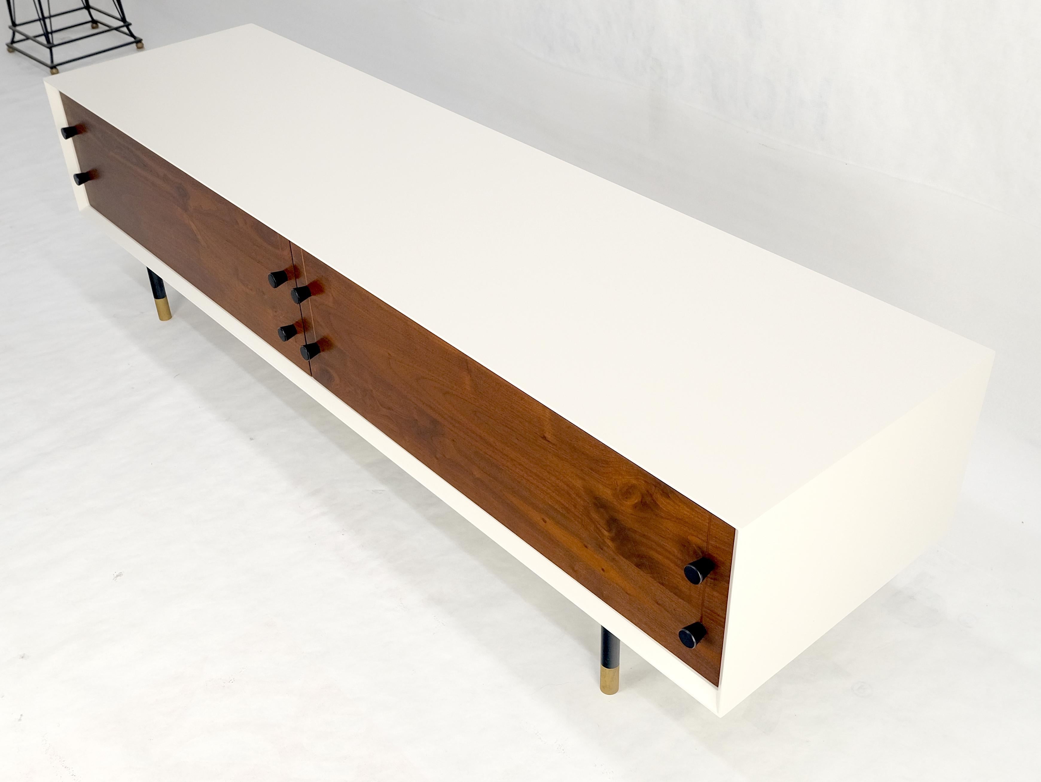 ¡Bajo Perfil Laca Blanca Nogal Aceitado Cajones Mueble TV Credenza Consola MINT! en venta 5