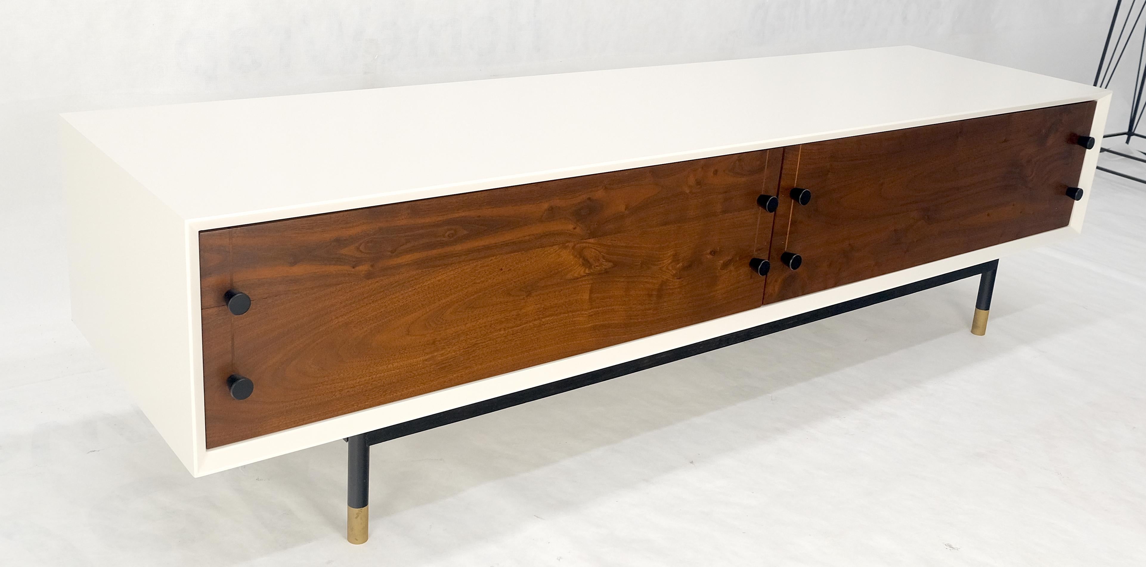 ¡Bajo Perfil Laca Blanca Nogal Aceitado Cajones Mueble TV Credenza Consola MINT! en venta 7