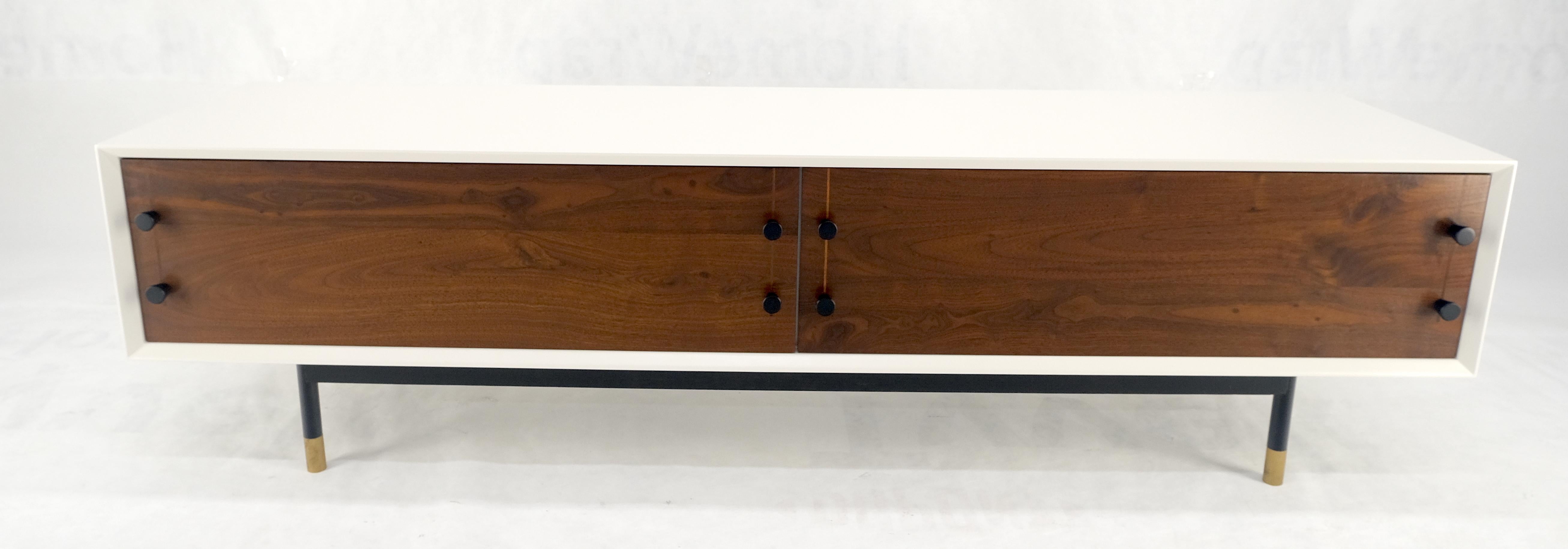 ¡Bajo Perfil Laca Blanca Nogal Aceitado Cajones Mueble TV Credenza Consola MINT! Lacado en venta