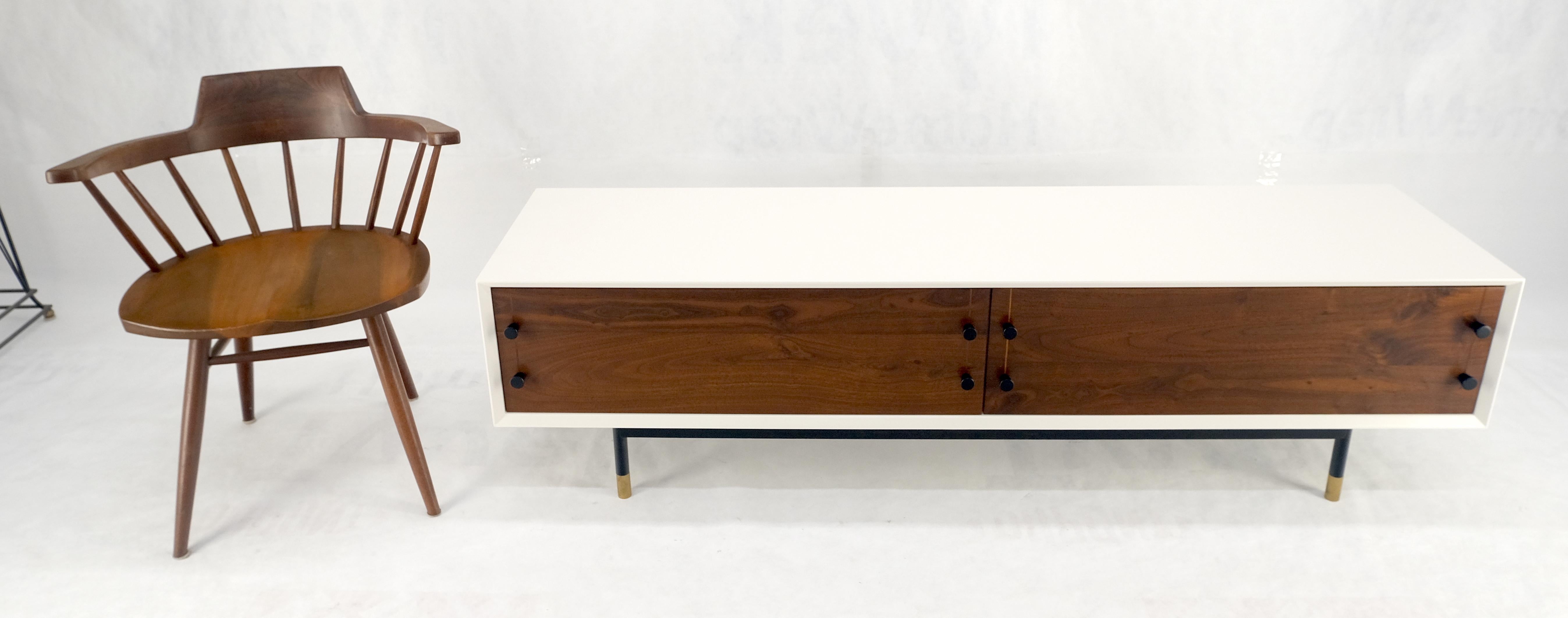¡Bajo Perfil Laca Blanca Nogal Aceitado Cajones Mueble TV Credenza Consola MINT! en venta 3
