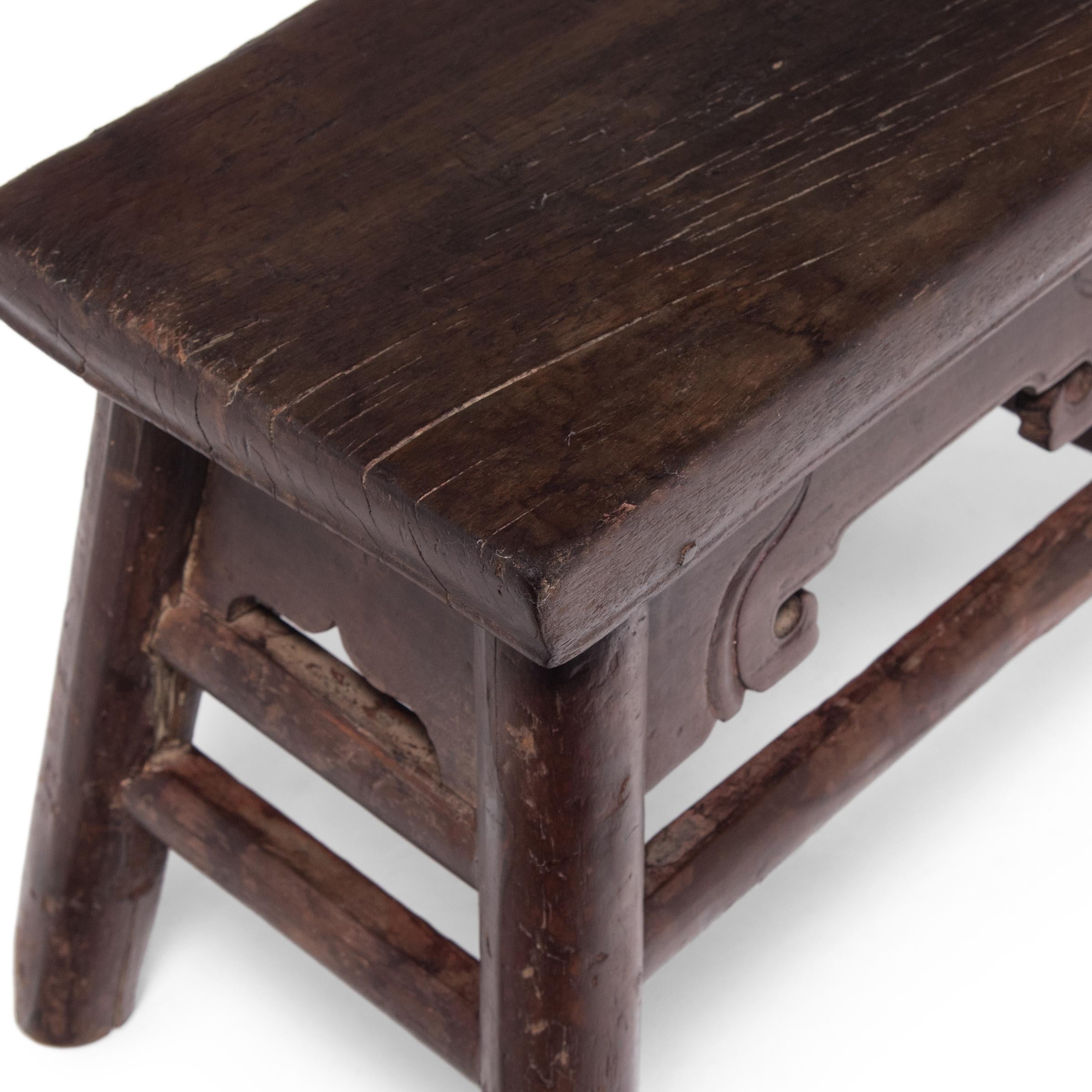 Elm Low Provincial Chinese Stool, c. 1850