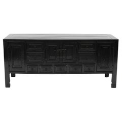 Antique Low Qing Period Sideboard in Black Lacquer