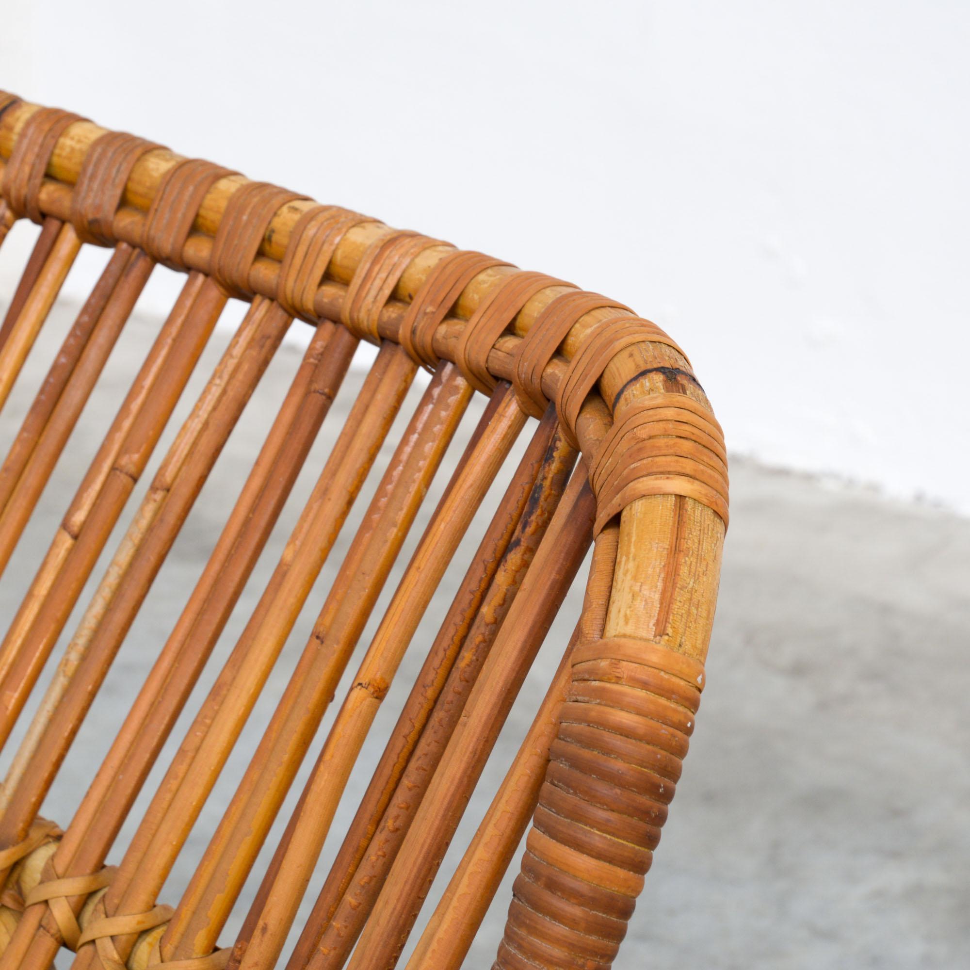 Mid-20th Century Low Rattan Easy Chair