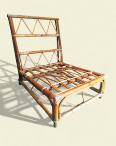 Fauteuil bas en rotin Audoux-Minnet - Golfe-Juan, années 1950-1960
