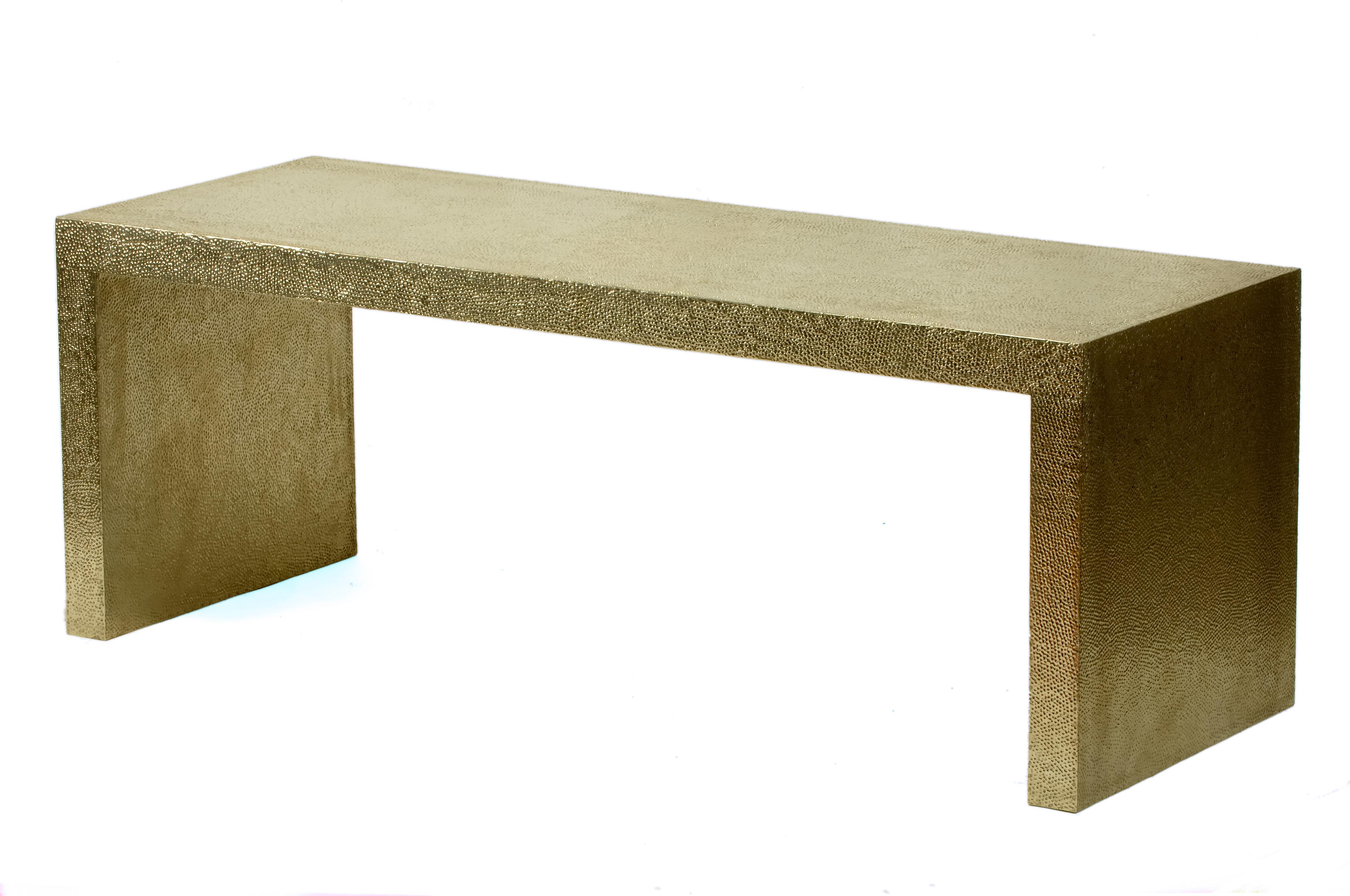 Niedriger rechteckiger Tisch aus weißer Bronze mit Beschlägen über MDF von Stephanie Odegard (Sonstiges) im Angebot