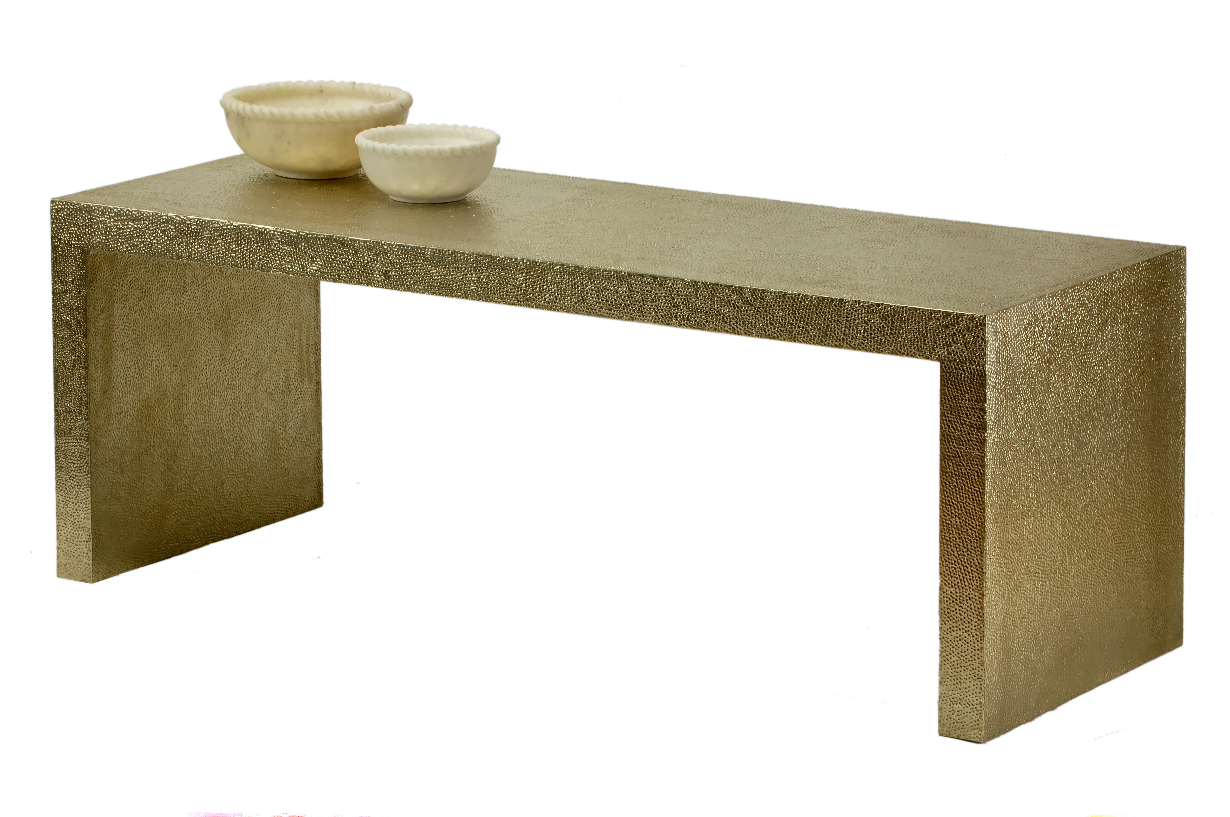Low Rectangular Table in White Bronze Clad Over MDF by Stephanie Odegard In New Condition For Sale In New York, NY