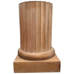 Low Reeded Wood Column Pedestal