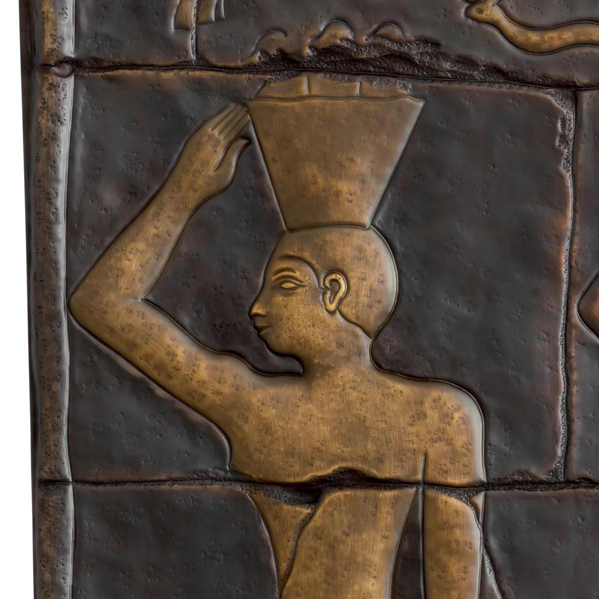 Egyptian Low Relief, Wall Decoration in Patinated Bronze in the Taste of Ancient Egypt. For Sale
