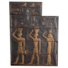 Low Relief, Wall Decoration in Patinated Bronze in the Taste of Ancient Egypt.
