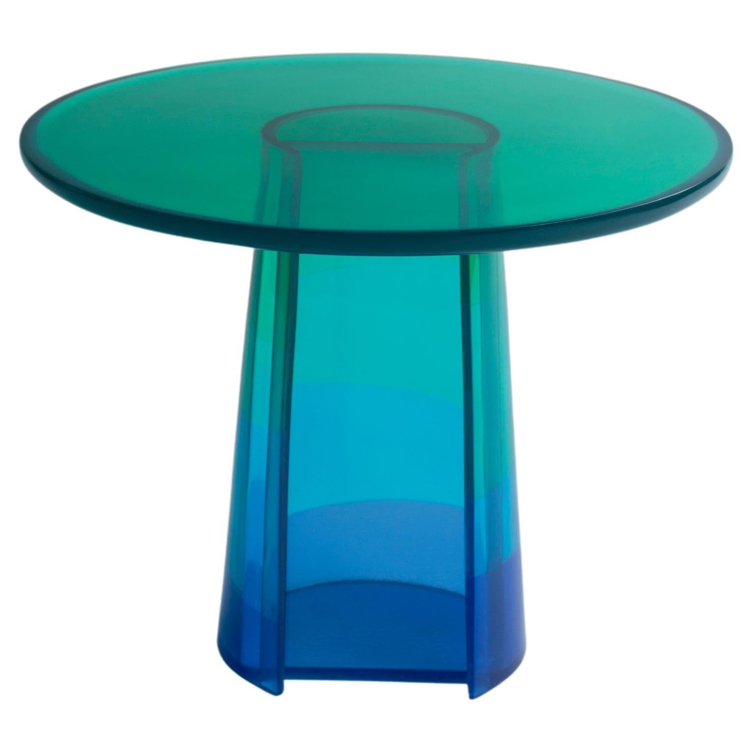 Low Resin Side Table in Blue Gradient by Paola Valle For Sale