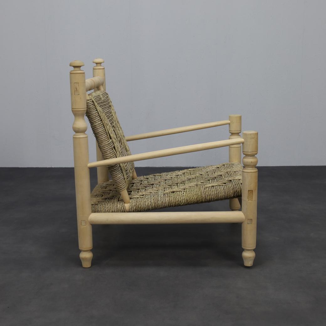 Sillón bajo de cuerda, Francia, 1970 Francés en venta