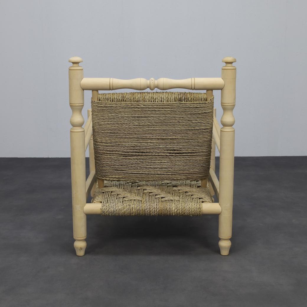 Sillón bajo de cuerda, Francia, 1970 en Excelente estado para la venta en DE KWAKEL, NL