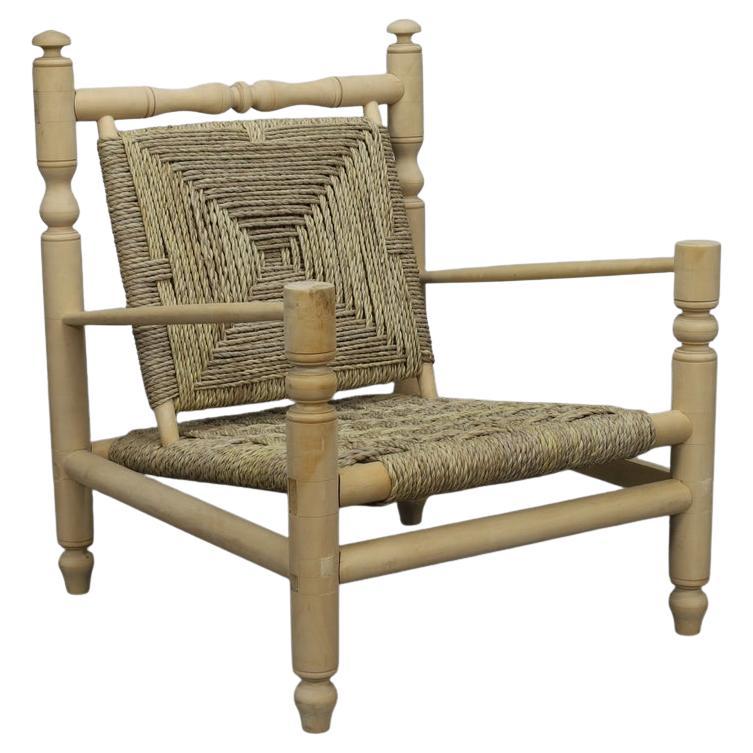 Sillón bajo de cuerda, Francia, 1970 en venta