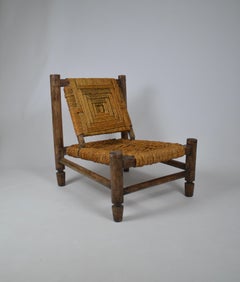 Silla baja de cuerda de Audoux-Minet, Francia, años 50