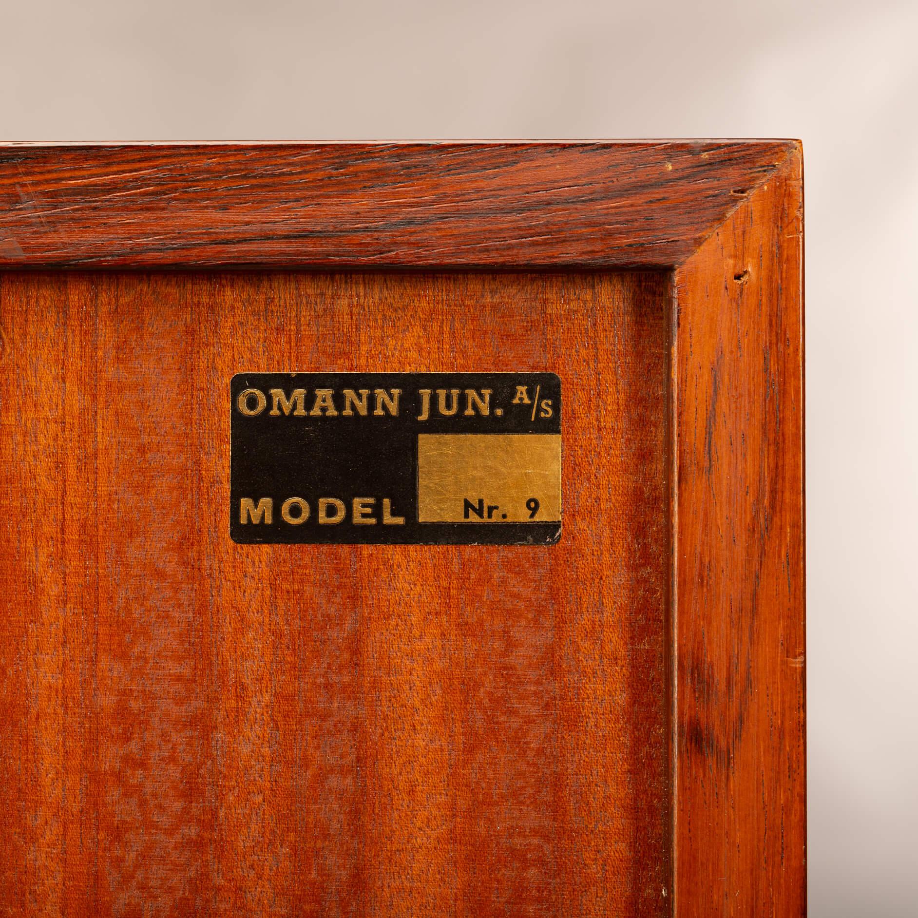 Veneer Low Rosewood Bookcase Model 9 by Omann Jun, 1960s