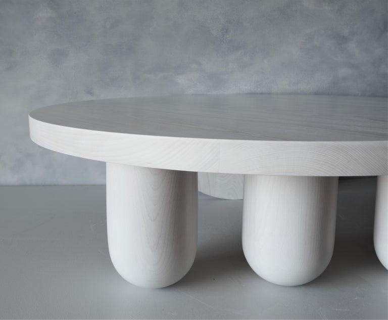 Contemporary Low Round Tricolumn Coffee Table by MSJ Furniture Studio For Sale