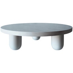 Low Round Beech Column Coffee Table by MSJ Furniture Studio