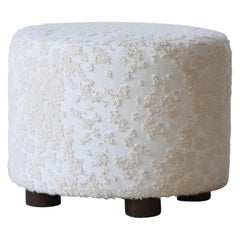 Low Round Ottoman / Footstool in Holly Hunt Donatella Fabric