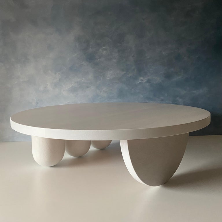 Modern Low Round Tricolumn Coffee Table by MSJ Furniture Studio For Sale